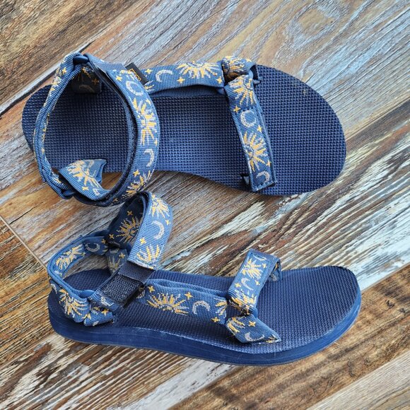 Teva Original Universal Sun & Moon Insignia Sport Sandals Hook&Loop Blue - Picture 2 of 14